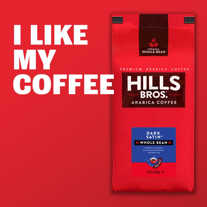Hills Bros. Dark Satin Whole Bean Coffee – Rich and