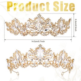 Gold Queen Crown, Gold Princess Crown Headband for Women Girls Gold Crystal Crown Tiara for Birthday Costume Party