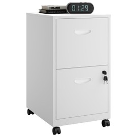 Polup - Archivador rodante de 2 cajones con cerradura y ruedas, archivador móvil de dos cajones, archivador pequeño para debajo del computadora,...   
