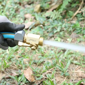 STYDDI Super Heavy Duty Garden Hose Shut Off Valve, 2 Pack Solid Brass Water Hose Shut-off Ball Valve Adapter Connector with 4 Extra Rubber Washers