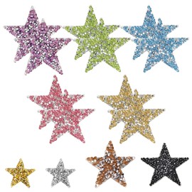 14 Pieces Shiny Star Iron-on Patches, Rhinestone Star Applique Decoration, Colorful Star Repair Patches, Iron on Patches for Clothes, DIY Clothing Accessories, for Denim, T-Shirt Repair