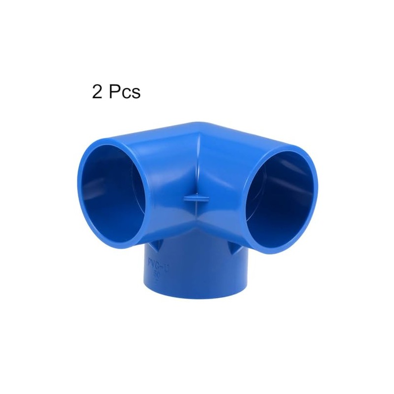 TOP-VIGOR 2Pcs 50mm 3 Way Elbow PVC Pipe Fitting, Tee