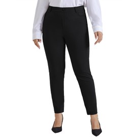 Hanna Nikole Plus Size Pants for Women Skinny Pants Stretch Tapered Pull On High Waisted Work Pants with Pockets Black 22Plus