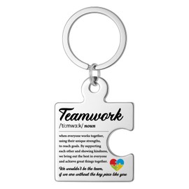 DRMNPKT Teamwork Appreciation Thank You Gifts for Coworkers Employees Boss, Team Christmas Office Gift for Staff Colleague, Best Team Ever Gifts Puzzle Piece Metal Keychains