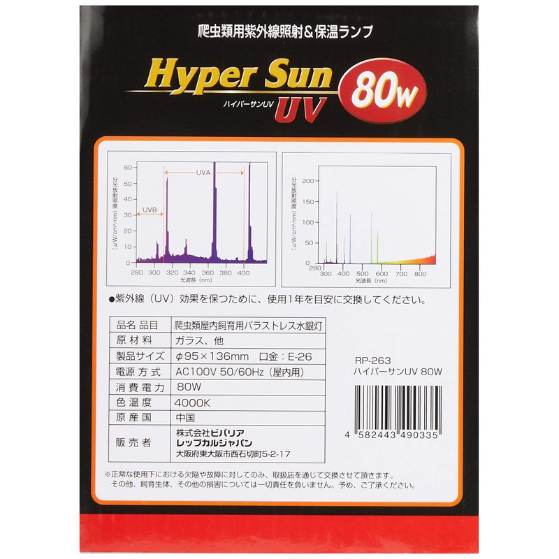 ビバリア ハイパーサンＵＶ ８０Ｗ バスキングライト
