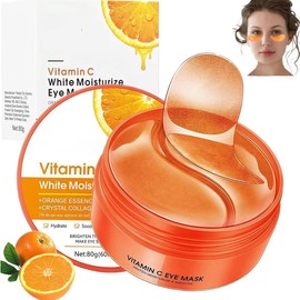 Parche de Ojos Vitamina C & Collagen 60 Vitamin-C Under Eye Patches Máscara para Ojos de Colágeno, Parches para los Ojos Antiarrugas, para Bolsas y Ojeras, Hidratante Contorno de Ojos