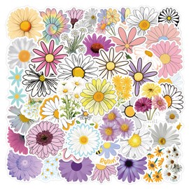 55PCS Daisy Stickers Cute Flower Sticker for Water Bottles Laptop Luggage Journaling, Eikecy Beautiful Plants Stickers Waterproof Vinyl Decals for Kids Teens Adults