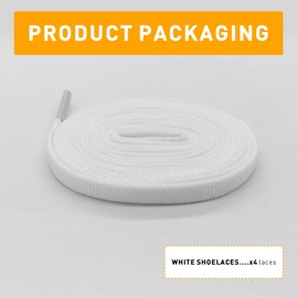 NDTEZUGT 2 Pairs Shoelaces for HOKA ONE ONE Running Sneakers, 1/4"(6mm) Flat Stripe Polycotton Shoe Laces Strings Replacement (White,54"/140cm)