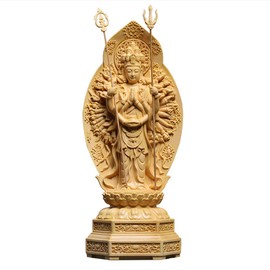 Shrouou Sculpture Buddha Statue Thousand Armed Kannon Buddha Statues, Made of Tsugi, Wood Carved, Figurine, Exclusive Thousand Hands Phosphorus, Child Year Protector, Prayer, Evil Protection (Height 7.9 x Width 3.1 x Depth 2.6 inches (20 x 8 x 6.5 cm)
