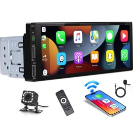 UNITOPSCI Single Din Touchscreen Car Stereo with Wireless Apple CarPlay Android Auto Bluetooth 6.86 Inch HD Mirror Link Car MP5 Player FM Radio Dual USB Fast Charge Media Player + Backup Camera