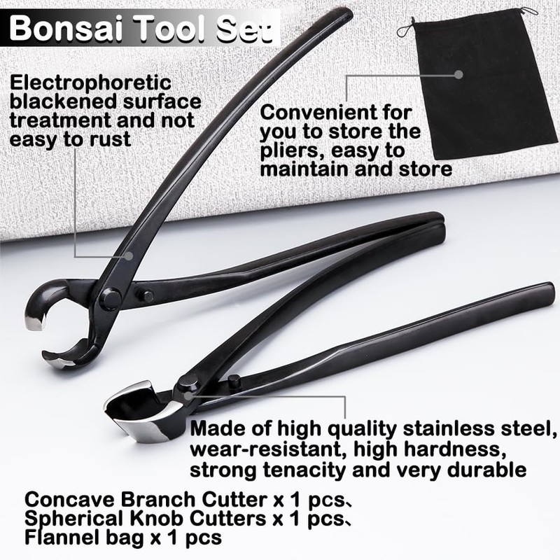 LEONTOOL Bonsai Tool Set - 8" Concave Cutters and 8"