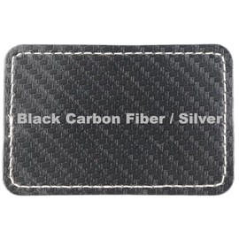 Parches rectangulares de piel sintética para sombreros, de 3 x 2 pulgadas, con parches adhesivos de piel sintética para sombreros, suministros de láser para costura (fibra de carbono negra/plata,