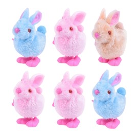 6Pcs Easter Wind up Bunny for Kids Party Game,Wind up Easter Chick,Chicken Bunny Toys Rabbits Easter Clockwork Jumping Chicken Bunnies Plush Toys for Egg Basket Fillers Kids Party Gift Favours