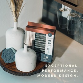 Brite by Scotch-Brite Limited Edition 4-Piece Scrub and Wipe Collection with 1 Rich-Foaming Dish Scrubber, 1 Quick-Dry Mesh Scrubber, and 2 Reusable Sponge Cloths