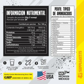 Proteína Hidrolizada 43 Supplements Zero de Fresa 1 Kg                                                                                                