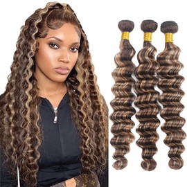 P4613 Bundle Ombre Brown Loose Deep Wave Human Hair Bundles Highlight Blonde Two Tone Chocolate Brown Mixed With 613 Bundle Blonde 3 Bundles 24 26 28 Inch 300G