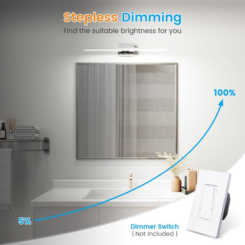 VOLISUN Modern Bathroom Vanity Light 31.5 inch, Rotatable, 18W Dimmable