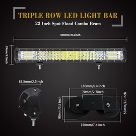 SKYWORLD 23 inch 324W Magnetic Car LED Light Bar with 12V Wiring Harness Cable Kit + Strong Magnetic Base Mounting Bracket Holder Off Road Truck SUV 4x4, Driving Fog Lights 6000K White