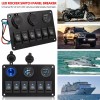 AOMINOHOMA 6 Gang 12V/24V Inline Fuse Box LED Rocker Switch