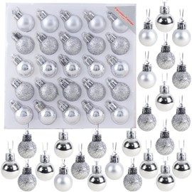 Christmas Concepts® Pack of 25-25mm Mini Christmas Tree Baubles - Shiny, Matte & Glitter Decorated Baubles (Silver)