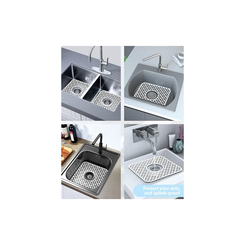 2 Pack Silicone Sink Protector for Kitchen Sink, Trellis Pattern