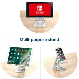 Simpeak Handy Ständer, Faltbar Switch Ständer, Universal Halter, Halterung Verstellbare kompatibel mit 4-10 Zoll Handys und Tablets - Silber