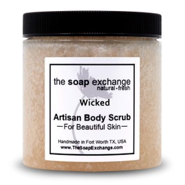The Soap Exchange Sea Salt Body Scrub - Wicked Scent - Hand Crafted 8 fl oz / 240 ml Natural Artisan Skin Care, Shea Butter, Exfoliate, Moisturize, & Protect. Made in the USA.