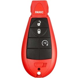 1 New Red 4 Buttons Remote Start Car Key Fob Fobik Shell / CASE IYZC01C for Dodge Challenger Charger Durango Chrysler Town Country Grand Caravan Journey & Ram (No Electronics or Chip Inside)