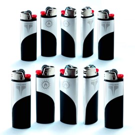 Kasher Classic Multi-Tool Lighter Case with Lighter - Lightweight, Durable Construction - Stainless Steel Accessory with Versatile Usage as Cutter for Opening Packages - Pack of 10 (Silver)