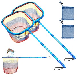 DaddyGoFish Kids Fishing Net - Extendable Telescopic Landing Net for Boy Girl Children Catching Small Fish Crab Shrimp Minnow Dragonfly Beach Pier Lake River Ocean