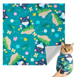 Tuiskusa Cat Grooming Wrap, Cat Wrap for Cutting Nails, Self-Adherent Fabric Wrap for Cats, Cat Burrito Wrap Anti-Scratch, Anti-Escape, Multifunctional Swaddle Wrap Pet Tool 27.5×27.5"