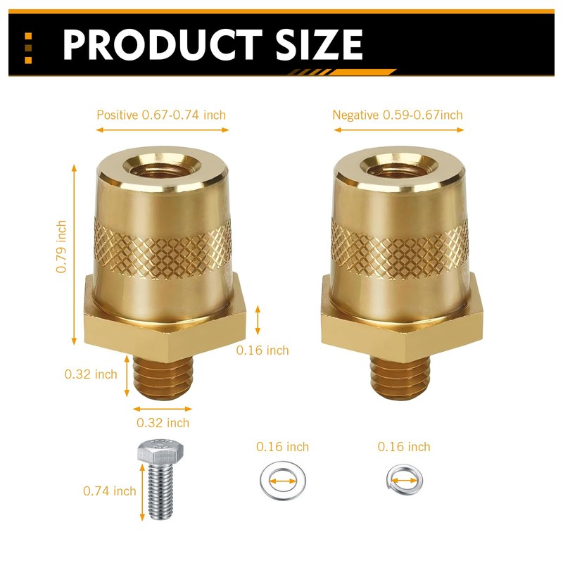 Ferianl 2PCS Car Battery Terminal Connectors Set, M8 Battery Post