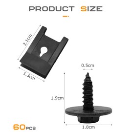 Flaconi Car Screw and U Nut Kit,Fender Bolts,Engine Hex Bolts Fasteners Kit,Fasteners Bolts,Screw Retainer Clip,Automotive Body Bolt and U-Nut Clamp Kit,Suitable for Car Engines,Fenders (60pcs)