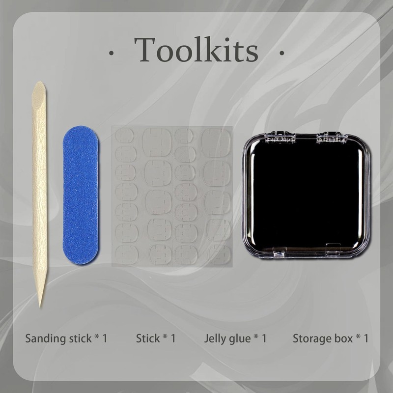 Yabonica 1000 Times Reusable Press On False Nails Oval,Handmade Auroral