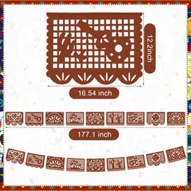 VitalCozy 4 Pack Mexican Party Banner Fiesta Party Decorations 14.7 ft Fiesta Banner Cinco De Mayo Decorations for Day of the Dead Cinco De Mayo Home Supplies (Brown)