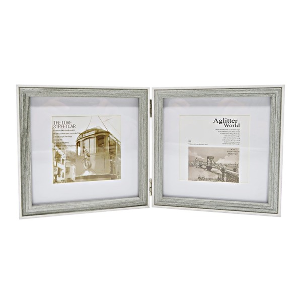 Smiling Art Wooden Picture Frame for 2 Photos Folding Picture