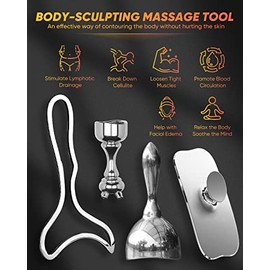ONUEMP Stainless Steel Therapy Massage Tools, Gua Sha Scraping Body & Face Massager, Maderoterapia Kit Colombiana for Ice Body Sculpting, Lymphatic Dr