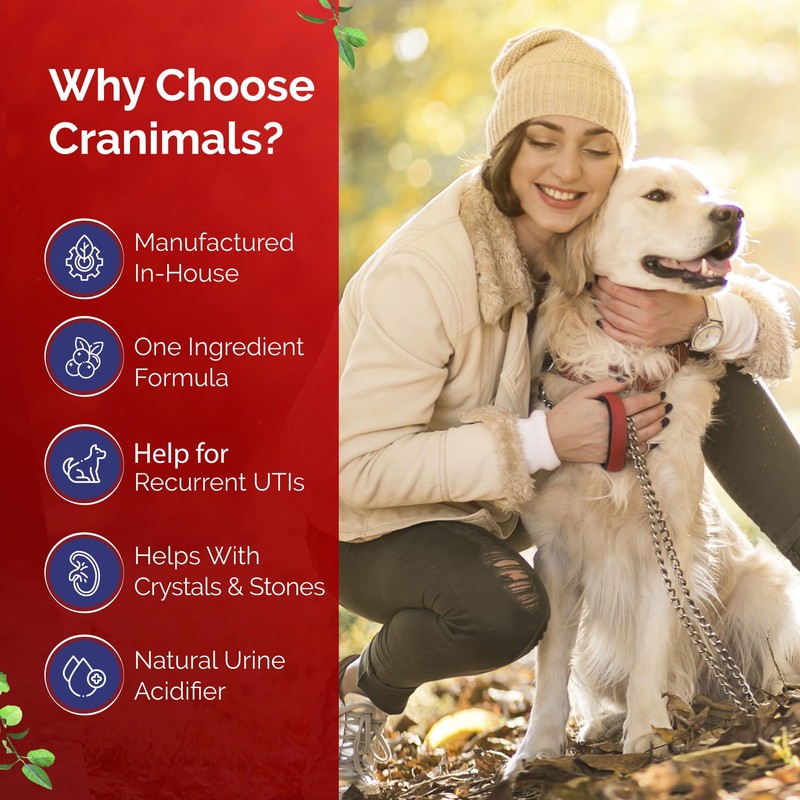 Cranimals Organic Cranberry Cat and Dog Supplement, Prevents UTIs, Incontinence
