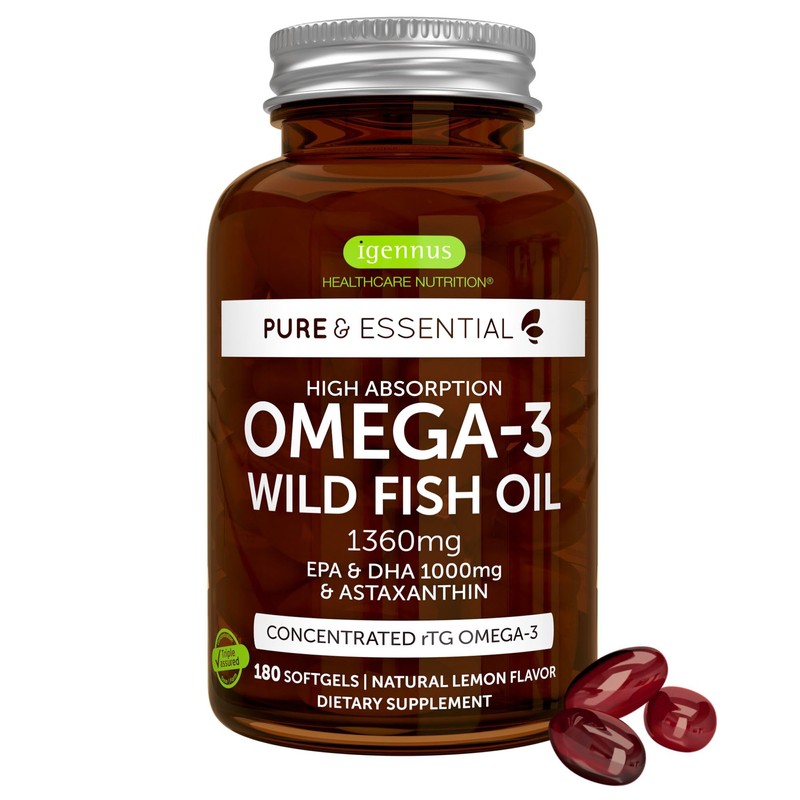 Pure Essential Super Concentrated rTG Omega 3 1000mg, Wild Fish