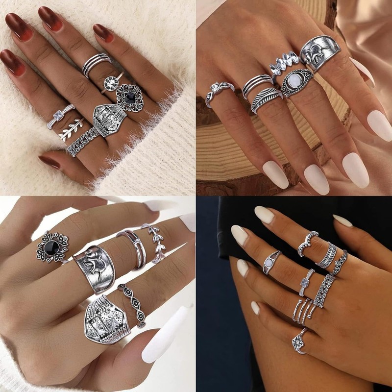 JeryWe 70 Piece Set, Ring, Black, Men's Ring, Simple, Stylish,