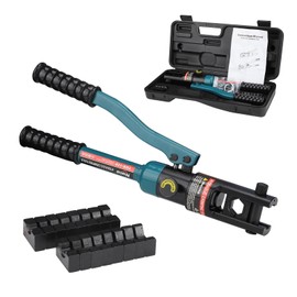 Nuiu YQK-120 Hydraulic Crimping Tool 8T, Wire Crimper for Battery Cable Terminals 10-120mm²(8 AWG to 4/0 AWG) with 8PCS Hex Dies, 16mm Stroke,180°Swivel Head - Professional Electrician Crimper(Blue)