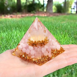 XIANNVXI Rose Quartz Healing Gemstone Tower,Orgonite Orgone Tower,Lotus Flower Positive Energy Crystal Tower,Pink Small Gifts for Women