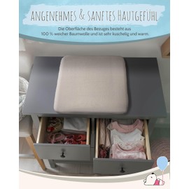 pic Bear Wickelauflagen Bezug 75x85cm - 100% Musselin Baumwolle, Elastischer Gummizug, Sanft & Schützend - Komfort für Babys (granit)