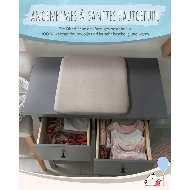 pic Bear Wickelauflagen Bezug 75x85cm - 100% Musselin Baumwolle, Elastischer