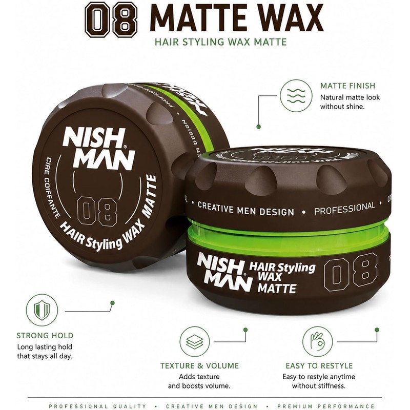 NISHMAN HAIR STYLING WAX MATTE 08 CIRE COIFFANTE 150ML