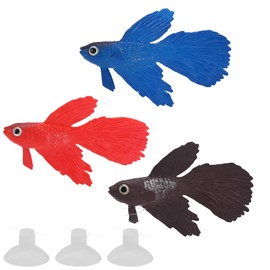 Tnfeeon 3Pieces Lifelike Aquarium Fish Ornament,Environmentally Friendly Silicone Colorful Gold Fish High Simulation Artificial Floating Fake Fish