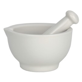 Keramik Mörser mit Stößel 10,5cm Gewürzmörser Küchenmörser weiß