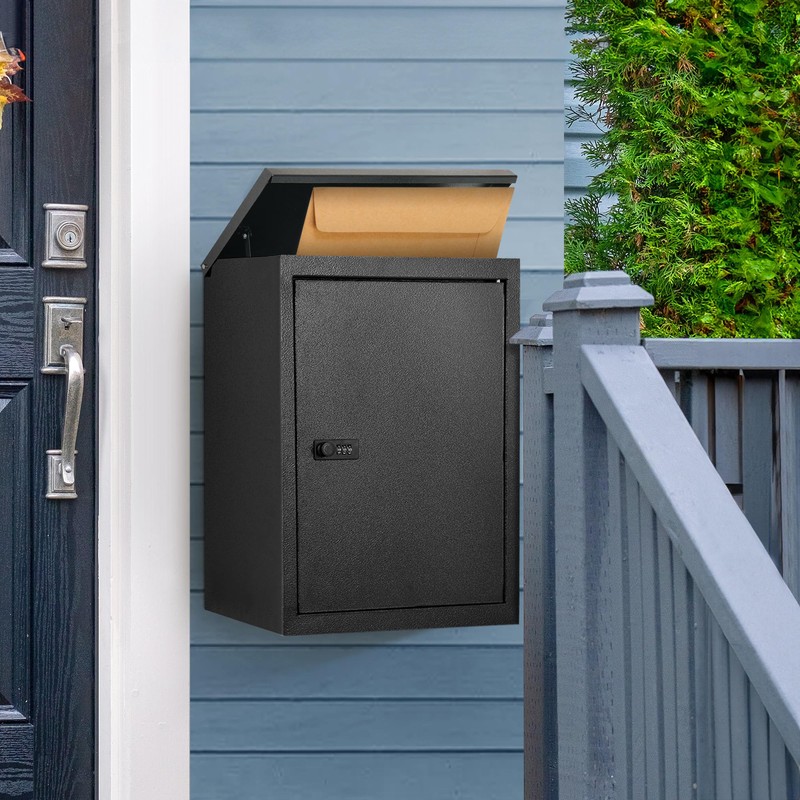 YITAHOME Locking Mailbox, Wall Mount Mailboxes for Outside, 19.7x13.4x8.7 Inch