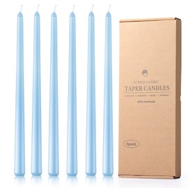 6 Pack Taper Candles - Taper Candles 12 Inch Dripless, Smokeless & Unscented - 8 Hours Long Burning - Hand Poured Tall Candlesticks - Ideal for Weddings, Dinner Parties, and Home Decor