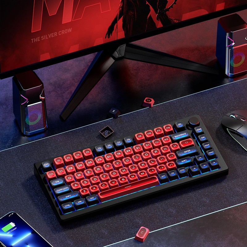 OHY XVX Black and Red Shine Through Keycaps for Mechanical